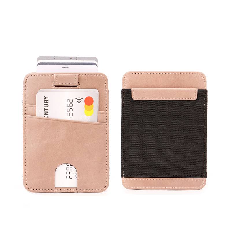 Custom Slim Minimalist Rfid Blocking Men & Women's Leather Credit Card Holder With Pull Tab