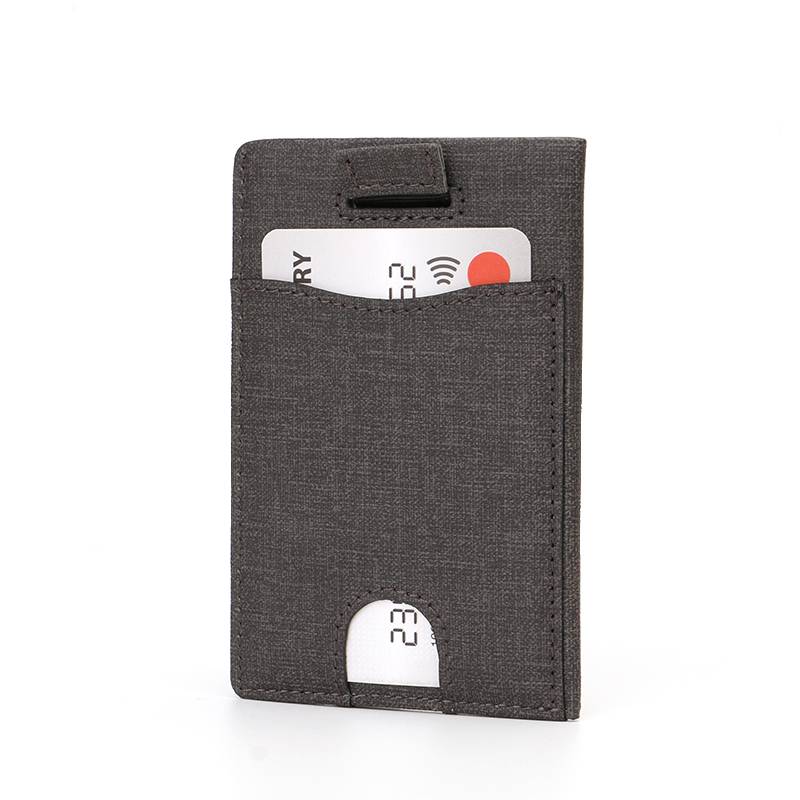 Canvas Cardholder Wallet Slim Rfid Blocking Front Pocket Credit Card Wallet With Pull Tab